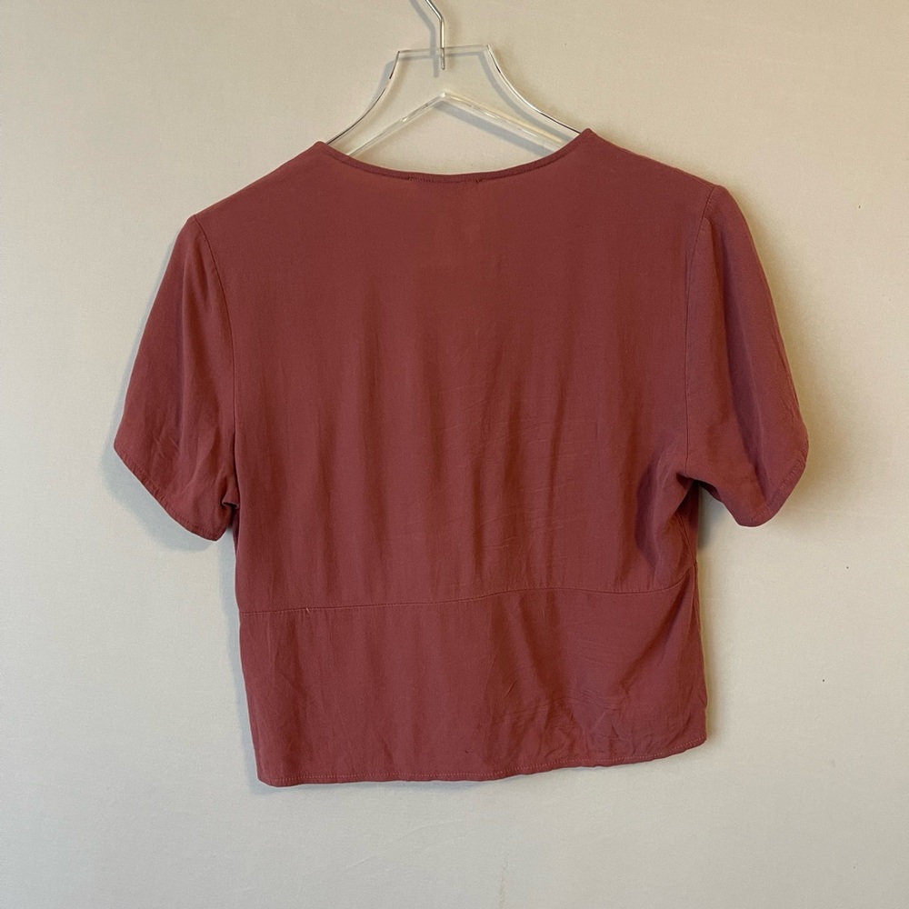 Mauve Rayon Tie Front Blouse S - Picture 3 of 9